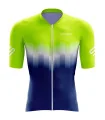 Aero Optimised Cycle Jersey Fluoro Lime upper through white through cobalt blue lower | Made in Australia