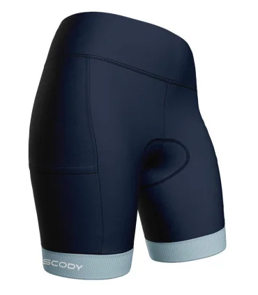 Navy Women's Cycle Shorts with Quilted cuff and pockets on legs | Scody Made in Australia