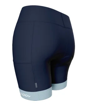 Navy Women's Cycle Shorts with Quilted cuff and pockets on legs | Scody Made in Australia