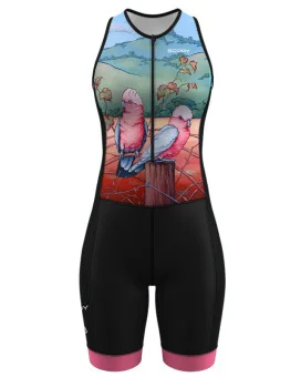 Women's sleeveless triathlon suit featuring Kristy-Ann Duffy's artwork | Flexible payment options| Triathlon Suits