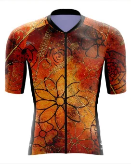 Optimise Floral Cluster Cycle Jersey - Orange | Cycling Jersey | Made in Australia