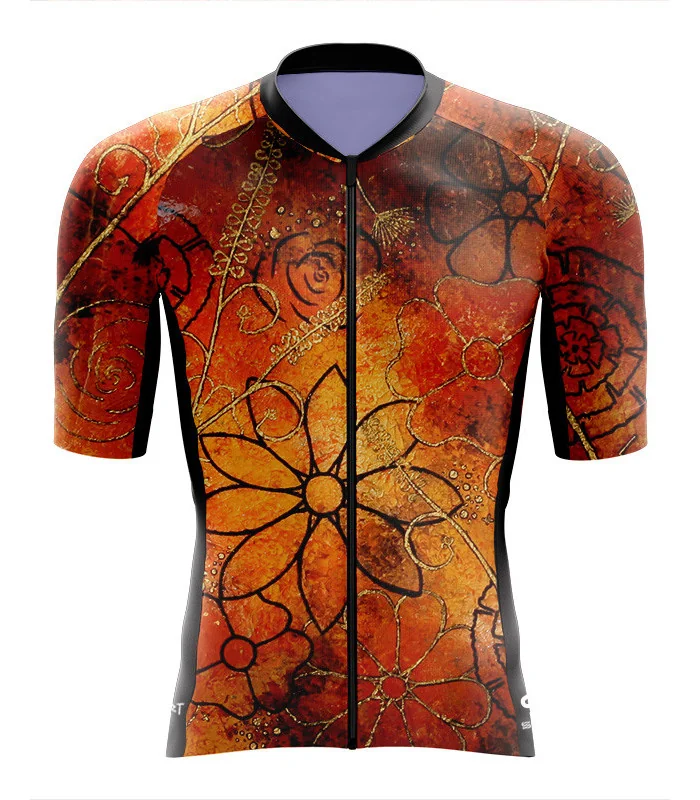 Optimise Floral Cluster Cycle Jersey - Orange | Cycling Jersey | Made in Australia