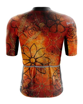 Optimise Floral Cluster Cycle Jersey - Orange | Cycling Jersey | Made in Australia