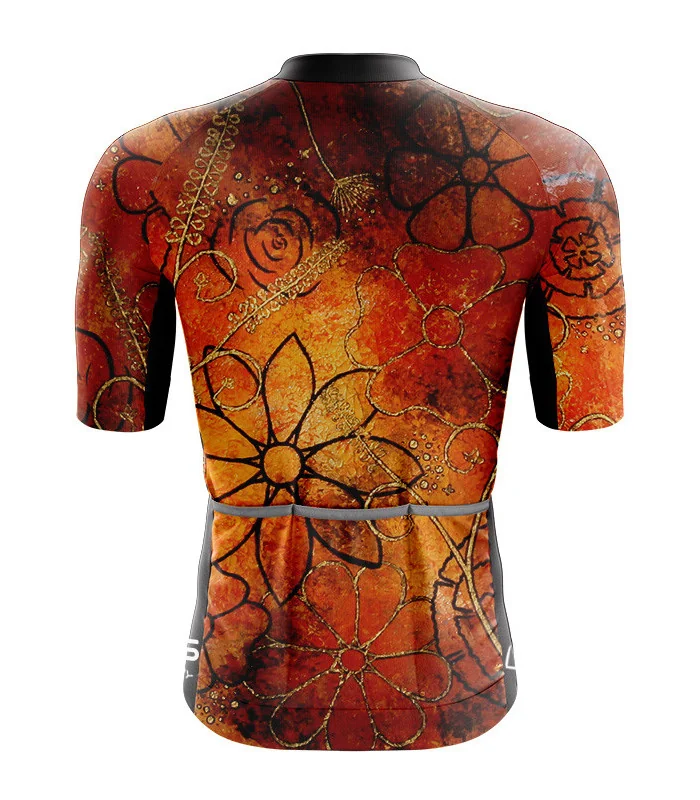 Optimise Floral Cluster Cycle Jersey - Orange | Cycling Jersey | Made in Australia