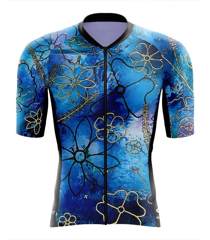 Optimise Floral Cluster Cycle Jersey - Blue | Cycling Jersey | Made in Australia