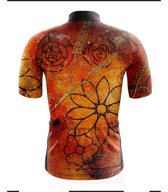 Performance Cycle Jersey, Floral Cluster by Chloe Hart - Orange | Made in Australia
