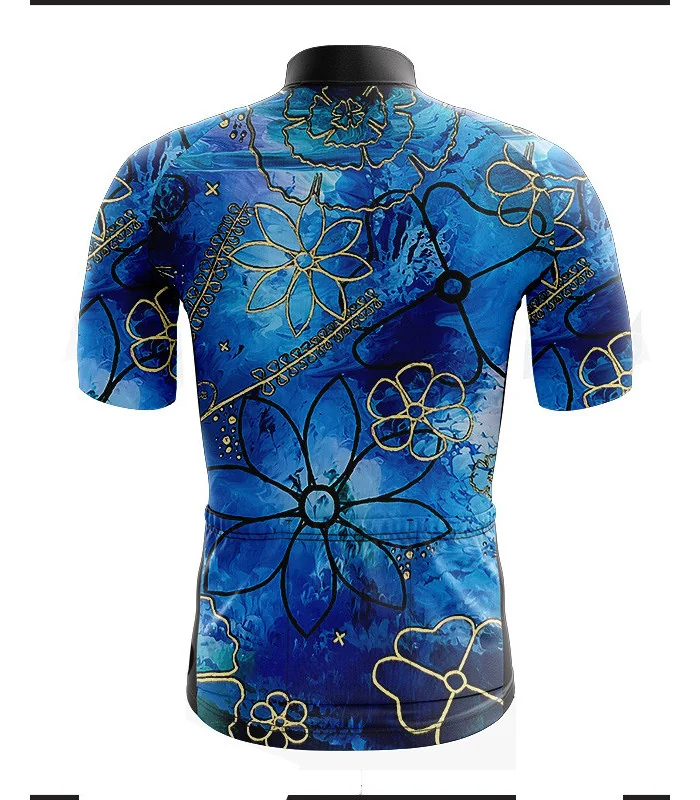 Performance Cycle Jersey, Floral Cluster by Chloe Hart - Blue | Made in Australia