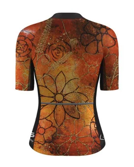 Optimise Cycle Jersey, Floral Cluster - Orange | Made in Australia