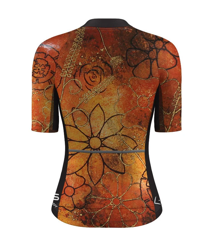 Optimise Cycle Jersey, Floral Cluster - Orange | Made in Australia