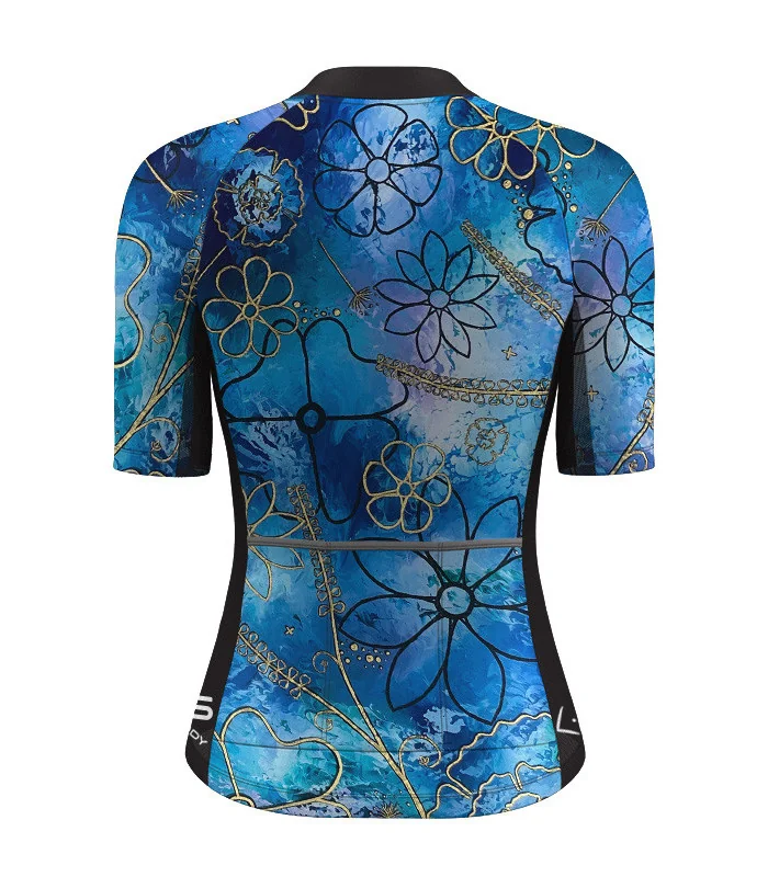 Optimise Cycle Jersey, Floral Cluster - Blue | Made in Australia