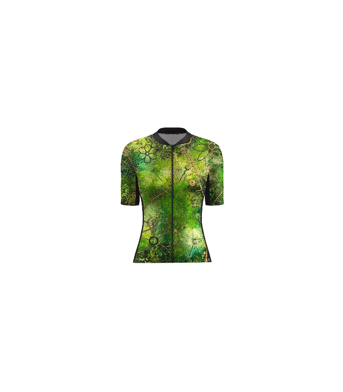 Optimise Cycle Jersey, Floral Cluster - Green | Made in Australia