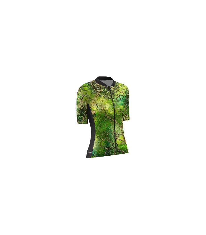 Optimise Cycle Jersey, Floral Cluster - Green | Made in Australia