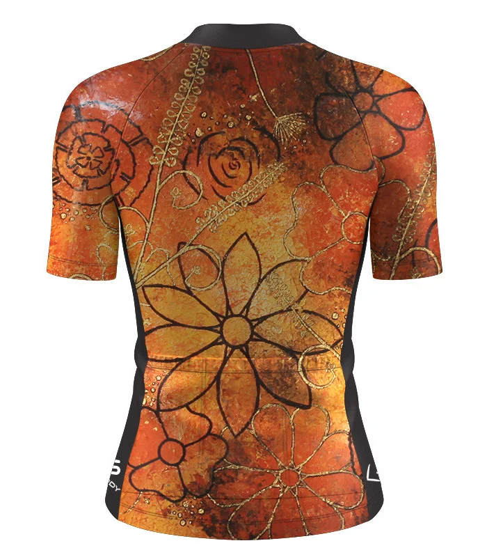 Optimise Cycle Jersey, Floral Cluster - Orange | Cycling Gear