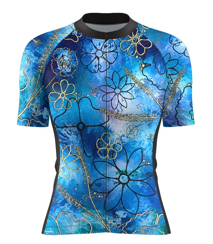 Optimise Cycle Jersey, Floral Cluster - Blue | Cycling Gear