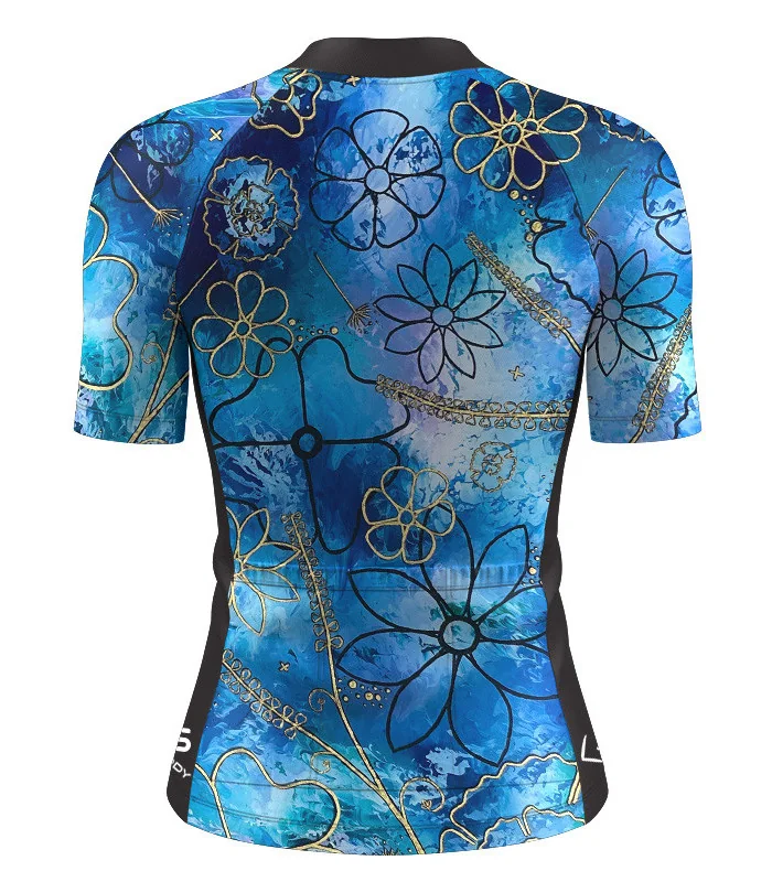 Optimise Cycle Jersey, Floral Cluster - Blue | Cycling Gear