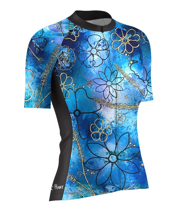 Optimise Cycle Jersey, Floral Cluster - Blue | Cycling Gear