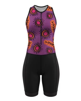 Women's sleeveless triathlon suit featuring Danielle Leedie-Grey's artwork | Flexible payment options| Triathlon Suits