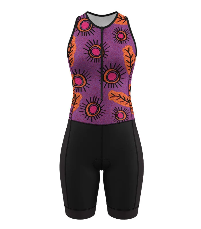 Women's sleeveless triathlon suit featuring Danielle Leedie-Grey's artwork | Flexible payment options| Triathlon Suits