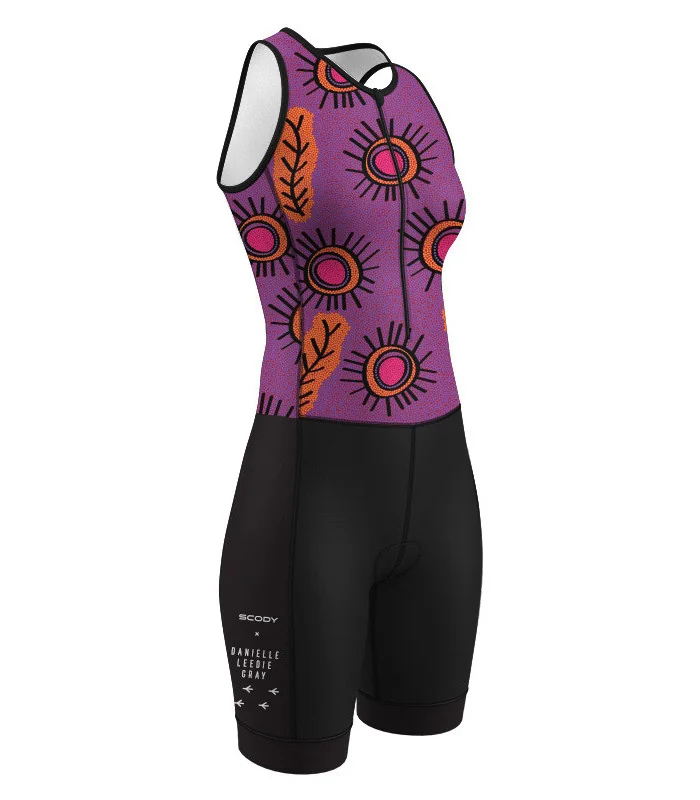 Women's sleeveless triathlon suit featuring Danielle Leedie-Grey's artwork | Flexible payment options| Triathlon Suits