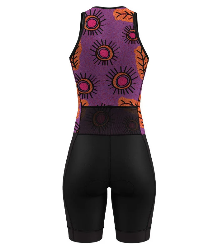Women's sleeveless triathlon suit featuring Danielle Leedie-Grey's artwork | Flexible payment options| Triathlon Suits