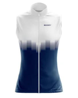 Lightweight Windproof Cycle Gilet with Pockets - Highlights White on Navy | Cycling Gear