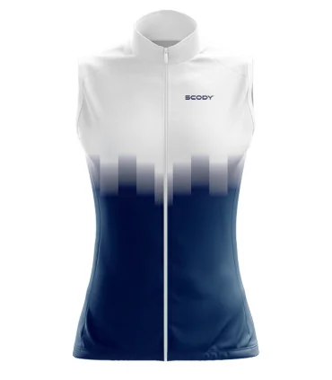 Lightweight Windproof Cycle Gilet with Pockets - Highlights White on Navy | Cycling Gear