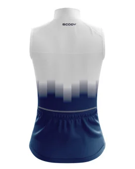 Lightweight Windproof Cycle Gilet with Pockets - Highlights White on Navy | Cycling Gear