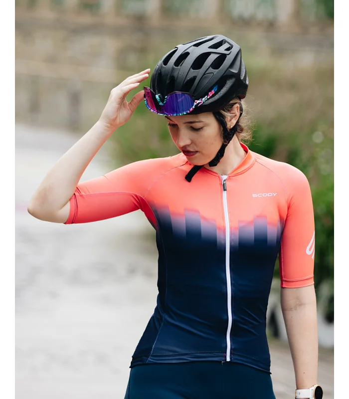 Highlights Fluoro Coral Aero Optimised Cycle Jersey | Cycling Clothing