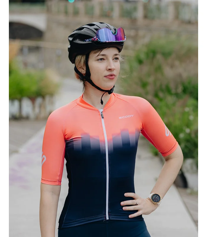 Highlights Fluoro Coral Aero Optimised Cycle Jersey | Cycling Clothing