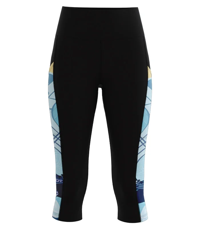 Sunrise Serenade 3/4 Active Tights, featuring art by Kristy-Ann Duffy | Made in Australia