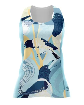 Sunrise Serenade Run Singlet featuring art by Australian Artist Kristy-Ann Duffy. | Made in Australia | 97% recycled Fabric