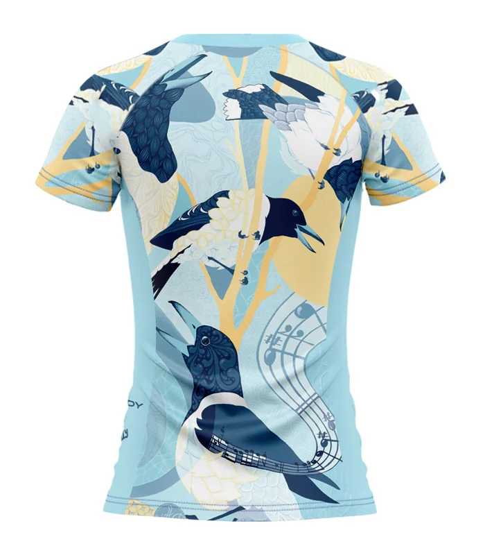 Sunrise Serenade Women's Run Shirt featuring art by Australian Artist Kristy-Ann Duffy| Made in Australia