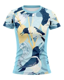 Sunrise Serenade Women's Run Shirt featuring art by Australian Artist Kristy-Ann Duffy| Made in Australia