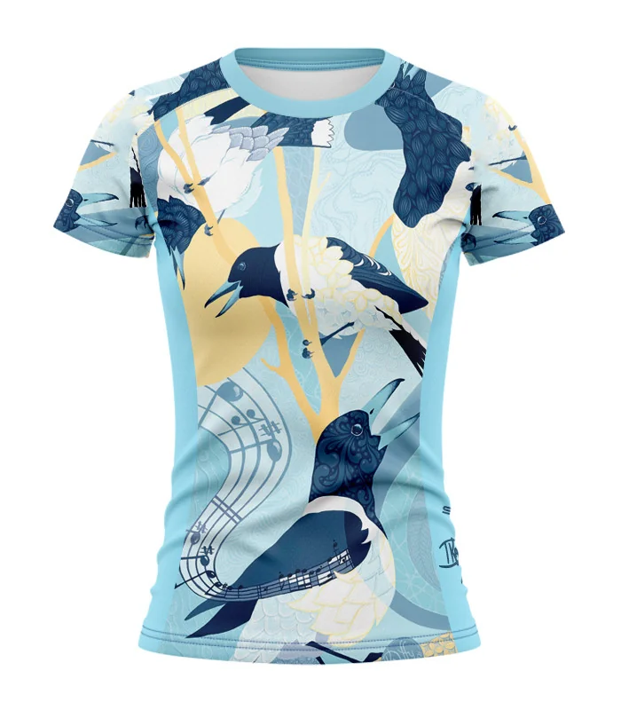 Sunrise Serenade Women's Run Shirt featuring art by Australian Artist Kristy-Ann Duffy| Made in Australia