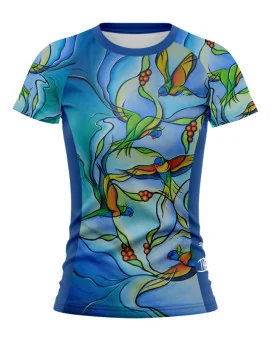 Joy of Flight Women's Run Shirt featuring art by Australian Artist Kristy-Ann Duffy| Made in Australia