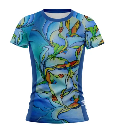 Joy of Flight Women's Run Shirt featuring art by Australian Artist Kristy-Ann Duffy| Made in Australia