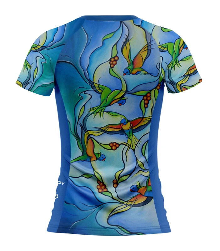 Joy of Flight Women's Run Shirt featuring art by Australian Artist Kristy-Ann Duffy| Made in Australia