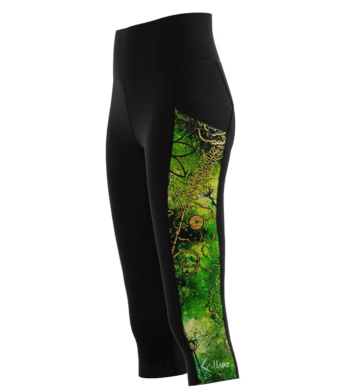 Floral Cluster 3/4 Active Tights by Australian artist, Chloe Hart | Made in Australia