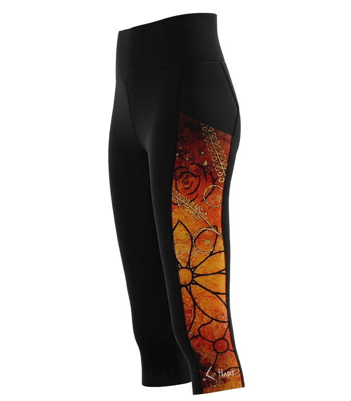 Floral Cluster 3/4 Active Tights by Australian artist, Chloe Hart | Made in Australia