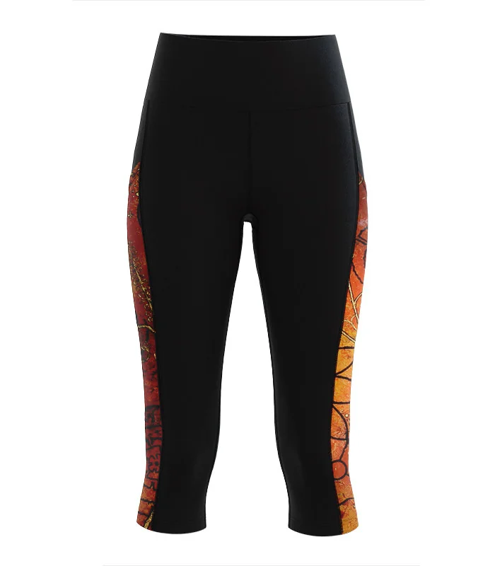 Floral Cluster 3/4 Active Tights by Australian artist, Chloe Hart | Made in Australia