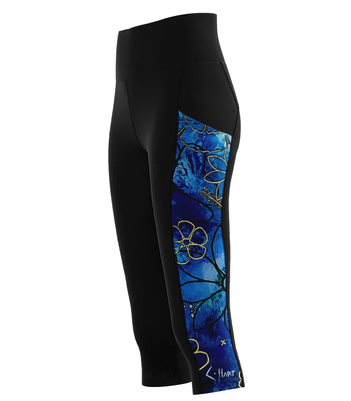 Floral Cluster 3/4 Active Tights by Australian artist, Chloe Hart | Made in Australia