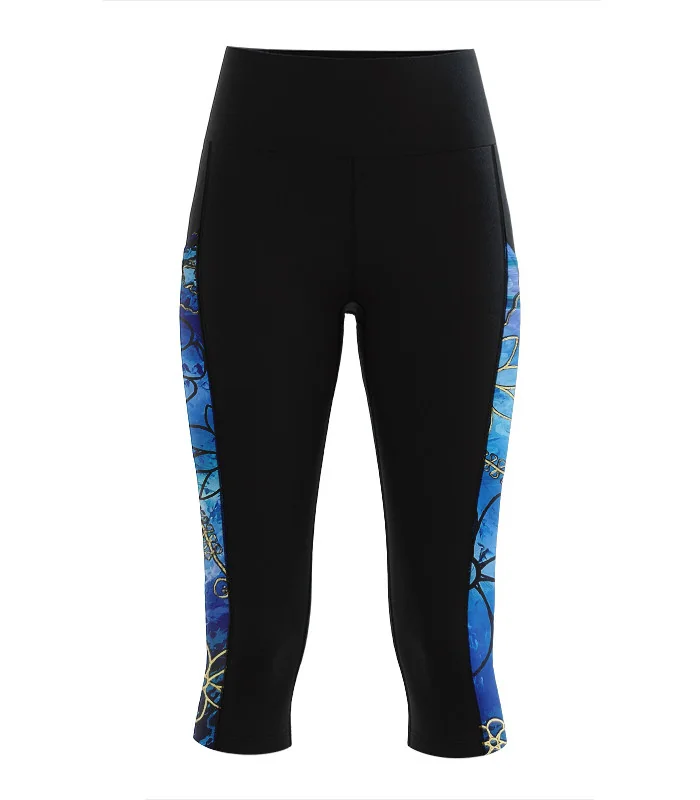 Floral Cluster 3/4 Active Tights by Australian artist, Chloe Hart | Made in Australia