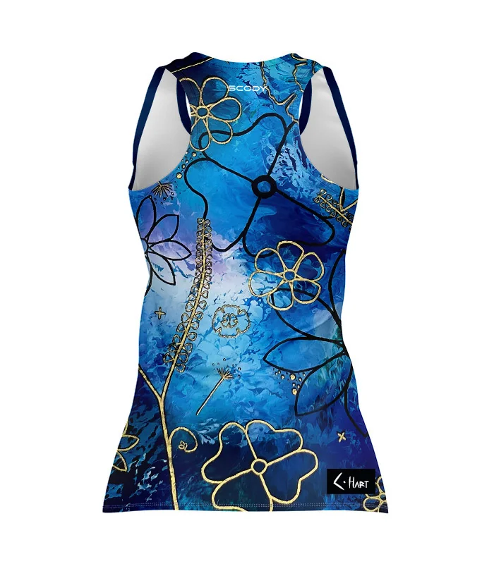 Floral Cluster Run Singlet featuring art by Australian Artist Chloe Hart| Made in Australia | 97% recycled Fabric