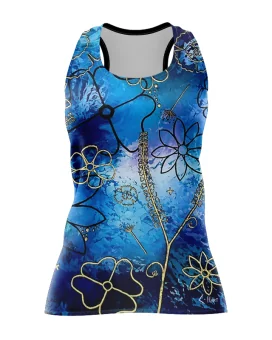 Floral Cluster Run Singlet featuring art by Australian Artist Chloe Hart| Made in Australia | 97% recycled Fabric
