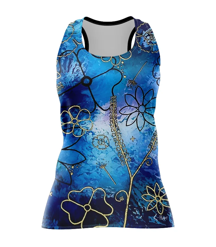 Floral Cluster Run Singlet featuring art by Australian Artist Chloe Hart| Made in Australia | 97% recycled Fabric