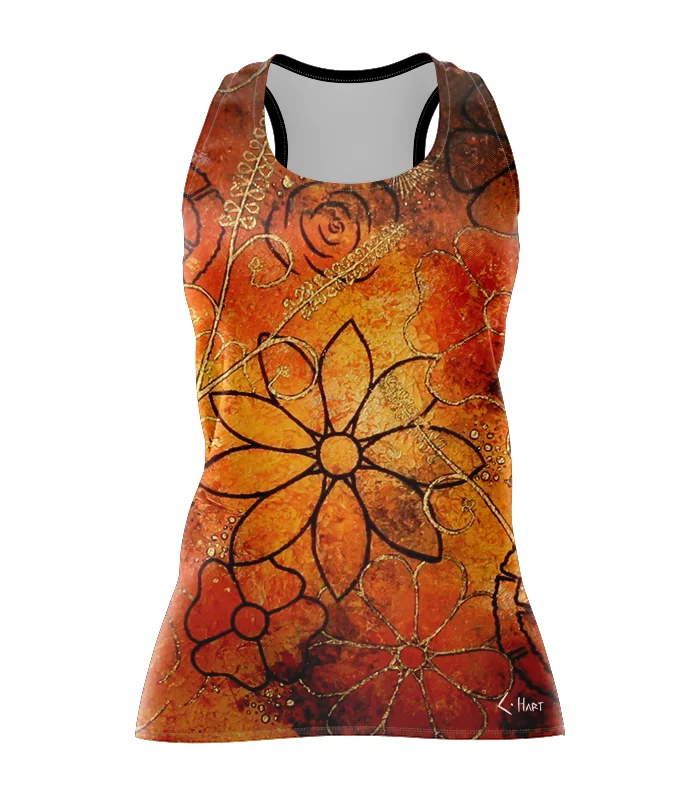 Floral Cluster Run Singlet featuring art by Australian Artist Chloe Hart| Made in Australia | 97% recycled Fabric