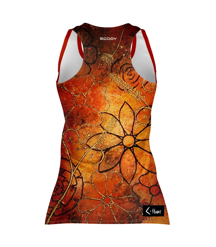 Floral Cluster Run Singlet featuring art by Australian Artist Chloe Hart| Made in Australia | 97% recycled Fabric
