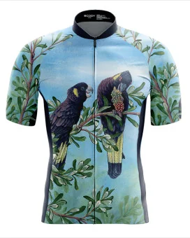 Black Cockatoo Cycle Jersey by Australian Artist Kristy-Ann Duffy