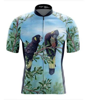 Black Cockatoo Cycle Jersey by Australian Artist Kristy-Ann Duffy