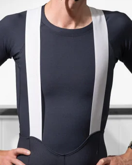 Cargo Cycle Bib Shorts, Pure Black with mesh pockets and fabric cuffs | Made in Australia